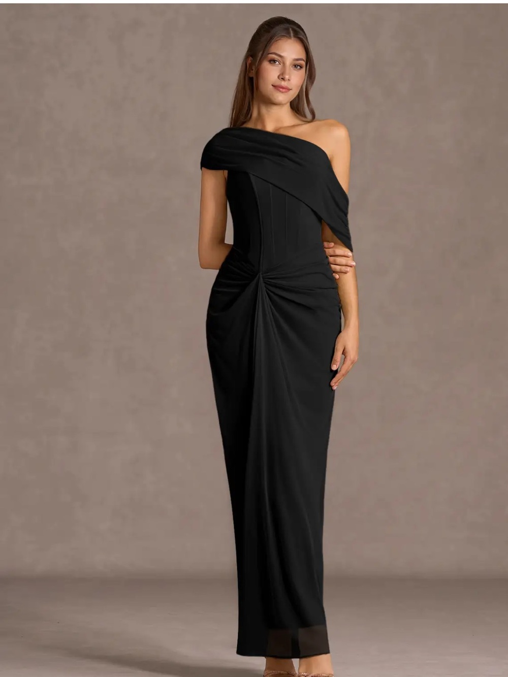 Azazie Atelier Delphira Maxi Dress Black Size 4 / Small